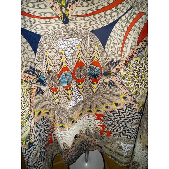 UMGEE Boho Kimono Cardigan With Pom Pom Trim Navy Blue Red Yellow M/L Western - Picture 3 of 8